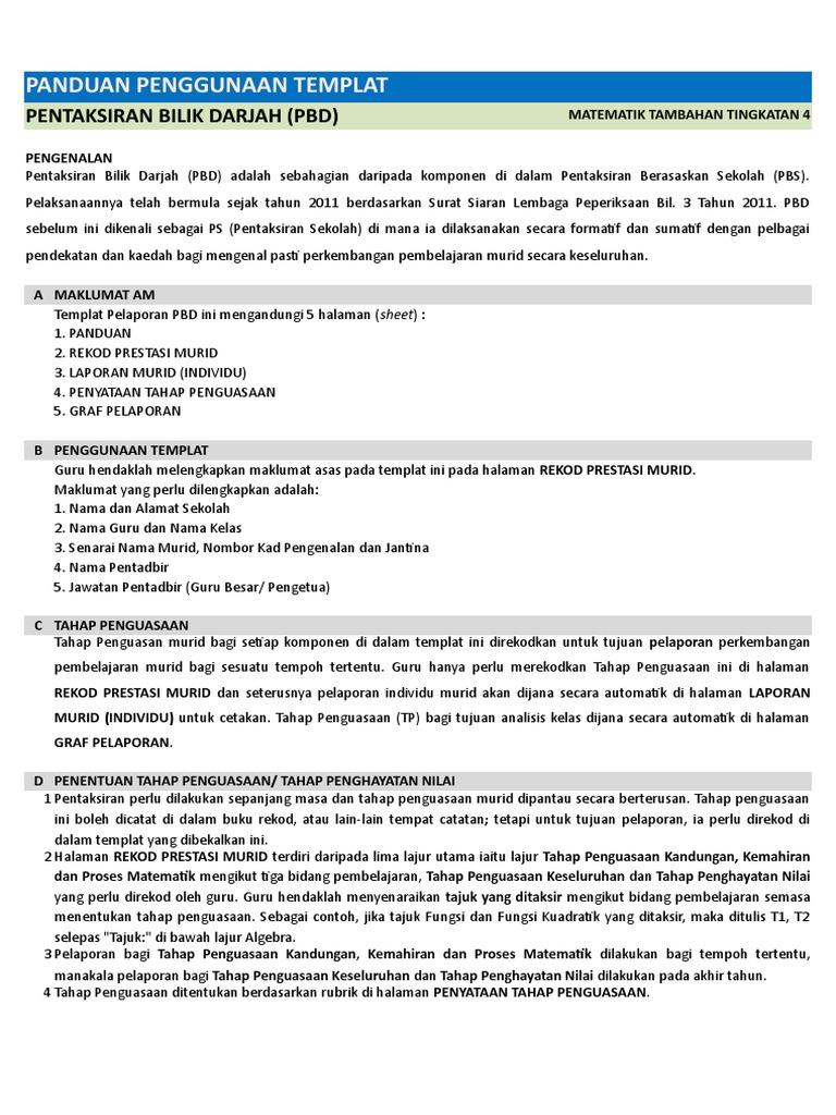 Pelaporan Pbd Kssm Tingkatan 4 Matematik Tambahan Pdf