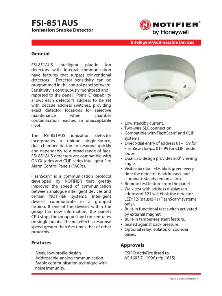 System Sensor Industrial Smoke Detectors Notifier Fsi-851 Smoke