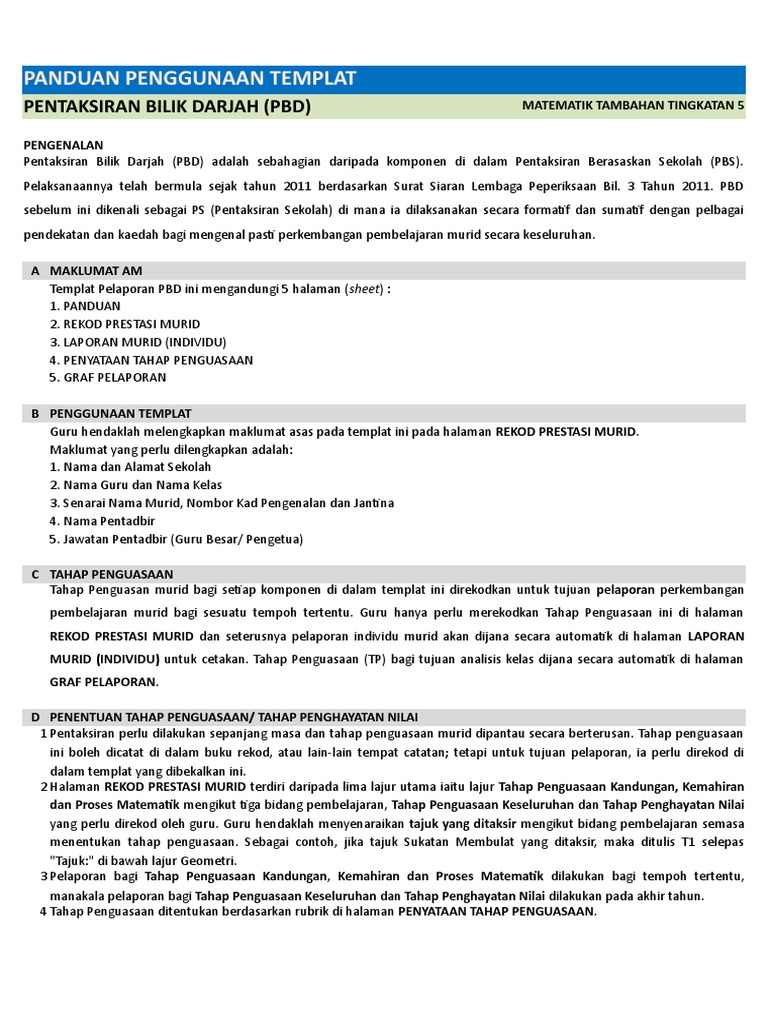 Pelaporan Pbd Kssm Tingkatan 5 Matematik Tambahan Pdf