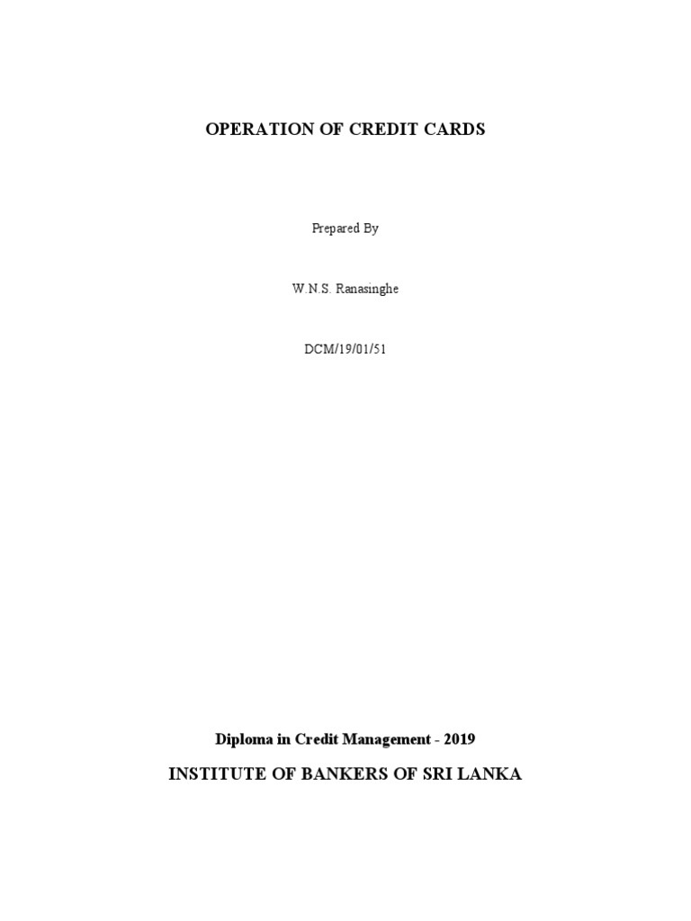 Operation of Credit Cards PDF | PDF | Credit Card | Retail Financial ...