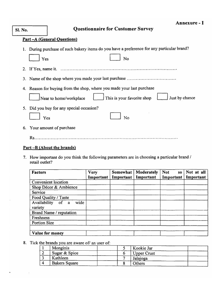 Customer Survey On Baking and Confectionery PDF Brand Breads