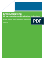 Email Archiving - UK Law, Regulations & Implications For Business