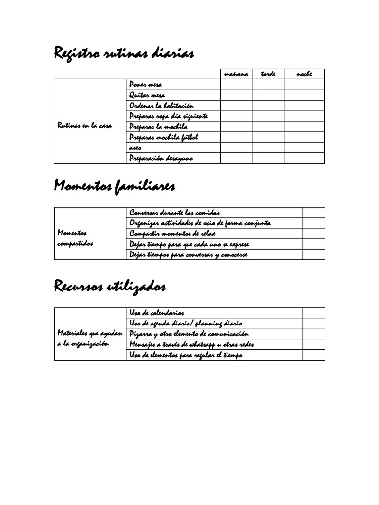 Organización de Rutinas Diarias para Niños | PDF