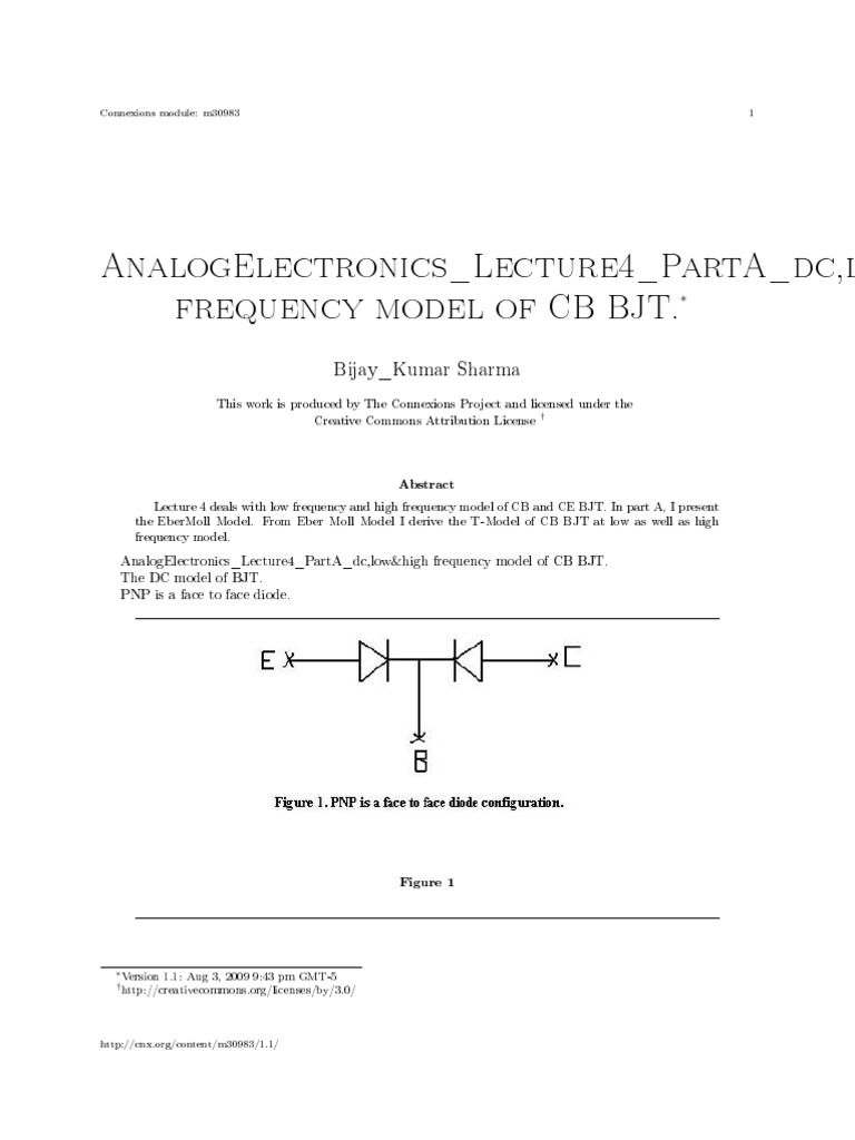 Analogelectronics Lecture4 Parta DC, Low&High Frequency Model of