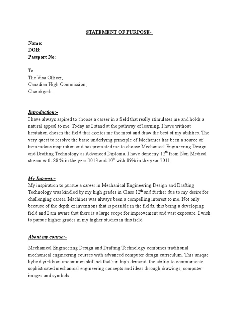 Mechanical Engineering SOP for Canada | PDF | Computer Aided Design ...