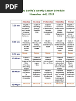 Ms. Ziasley Sarita's Weekly Lesson Schedule November 4-8, 2019