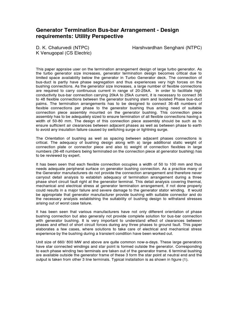 Nerator Termination Bus-Bar Arrangement - Design Requirements | PDF ...