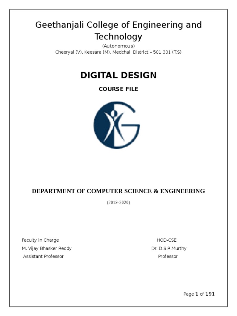 Digital Design Course File | PDF | Logic Synthesis | Logic Gate