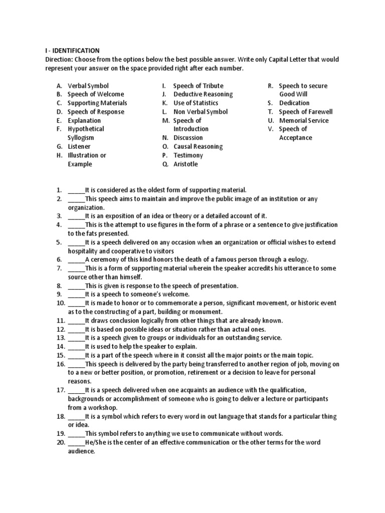 Midterm Exam Speech Comm PDF Reason Causality