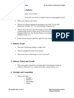 Overview of Your Industry: Questionnaire For Industry Analysis BA 205: Business Environment Analysis