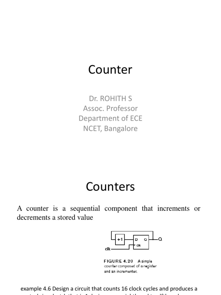 Counter: Dr. Rohith S Assoc. Professor Department of ECE NCET ...