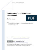 Carlino, Paula (2008). Didactica de La Lectura en La Universidad