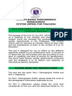 Results-Based Performance Management System (RPMS) For Tea: Self-Assessment Tool For Teacher I-Iii (Proficient Teachers)