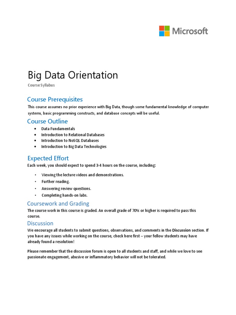 Big Data Course Syllabus Overview | PDF