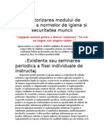 Monitorizarea Modului de Aplicare A Normelor de Igiena Si Securitatea Muncii