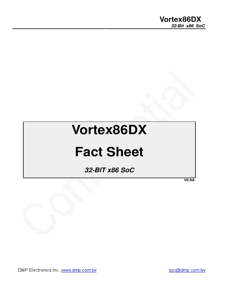 Vortex86DX V0.9A Brief | PDF | Electronic Design | Computer Engineering