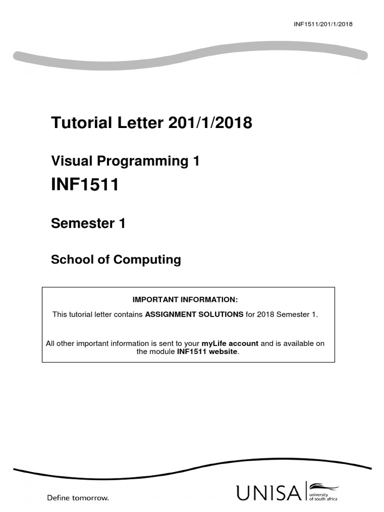 INF1511 Tutorial+201 | PDF | Class (Computer Programming) | User Interface
