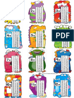 Tablas de Multiplicar Tamaño Pequeño