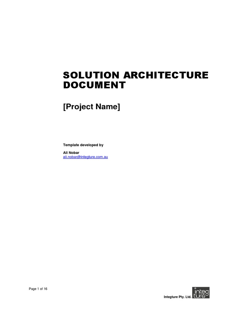 Solution Architecture Document SAD Template Scope (Computer Science