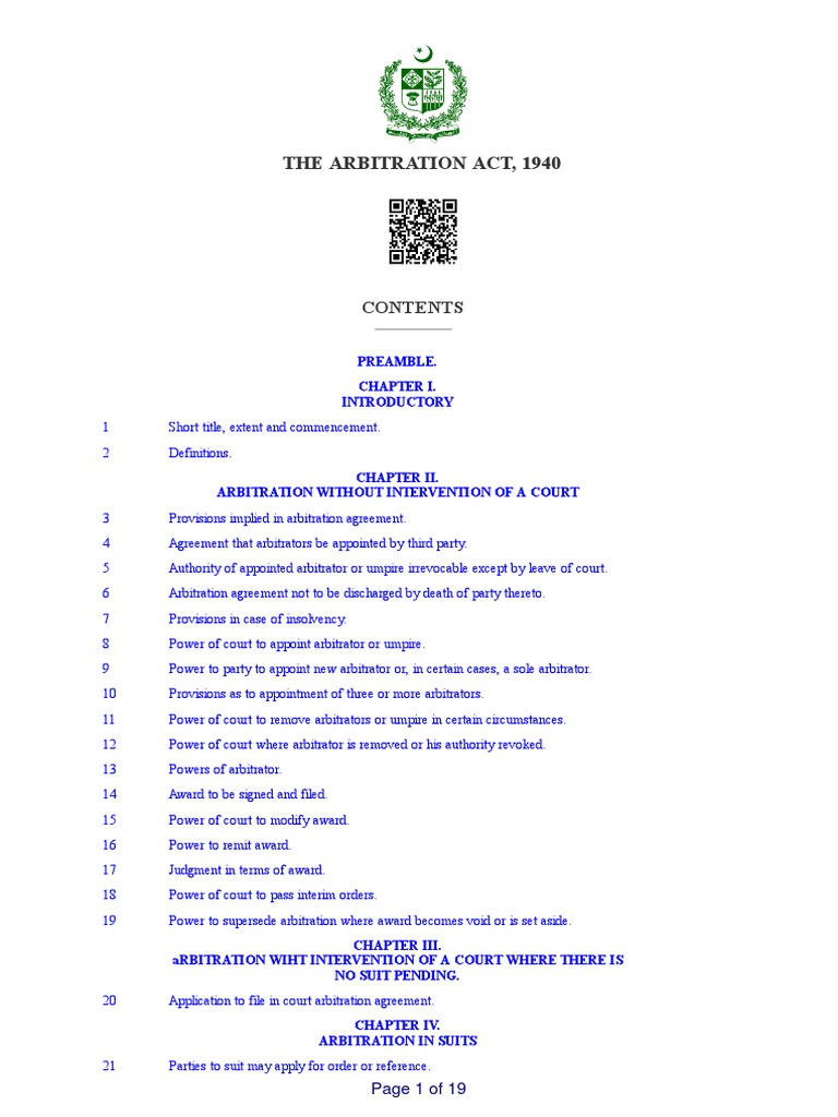 Overview of the Arbitration Act 1940 | PDF | Arbitration | Arbitral ...