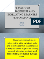Classroom Management and Evaluating Learners Performance