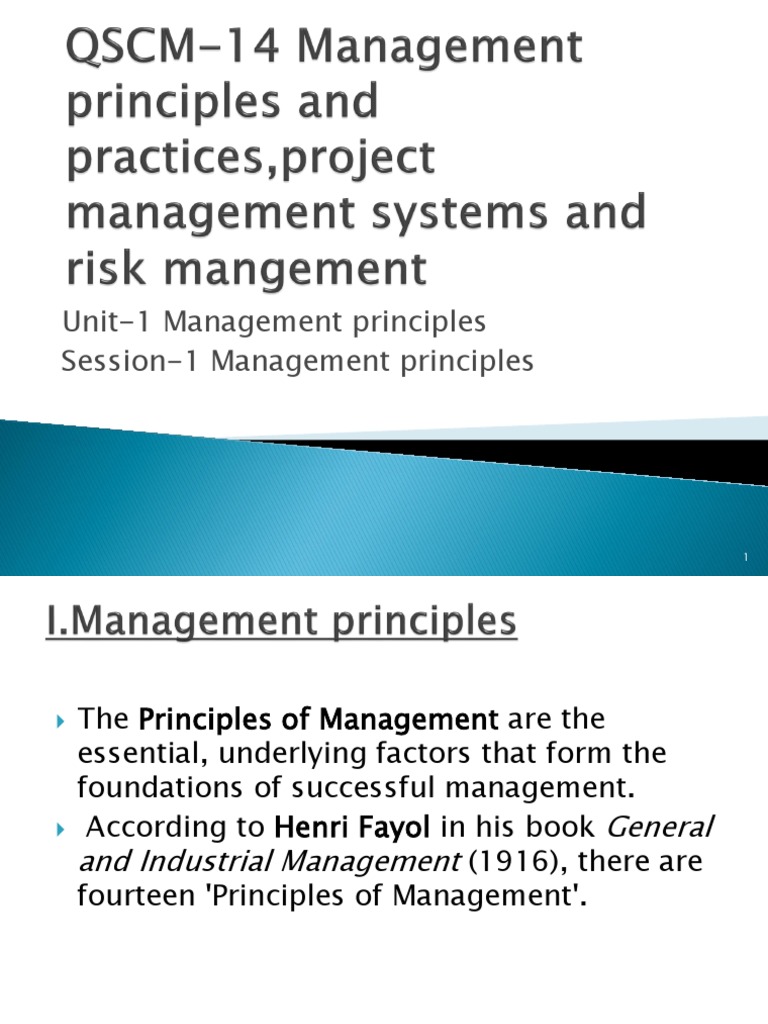 Unit-1 Management Principles Session-1 Management Principles | PDF ...