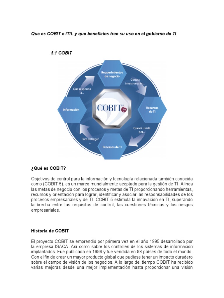 Que Es COBIT e ITIL y Que Beneficios Trae Su Uso en El Gobierno de TI ...