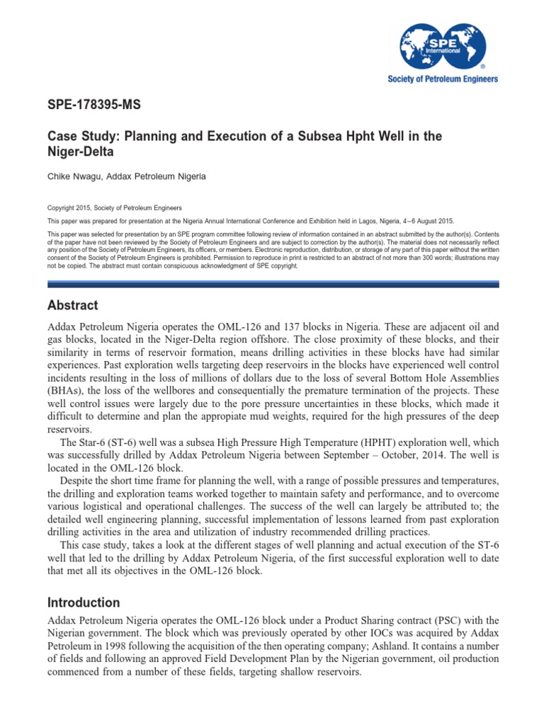 Planning & Execution of Subsea HPHT Well | PDF | Casing (Borehole ...