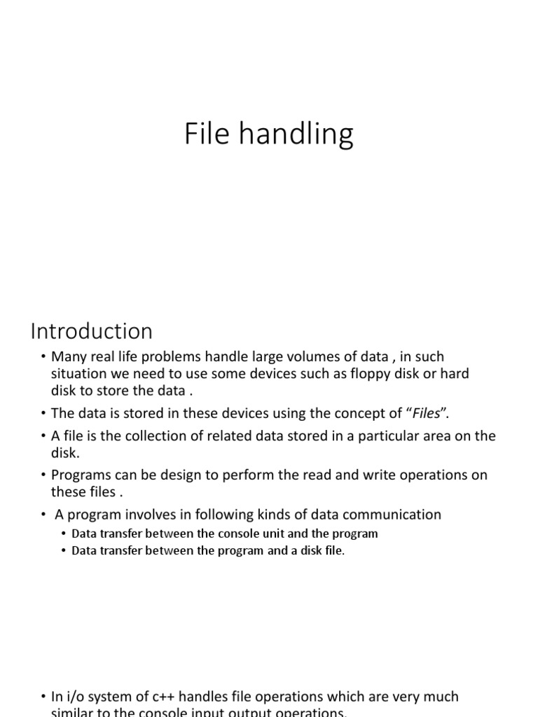 File Handling in C++ Basics | PDF | Input/Output | Models Of Computation