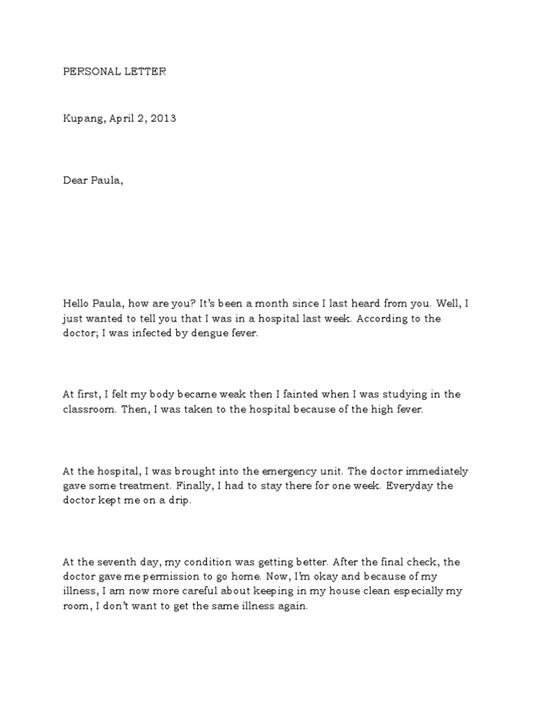 Personal Letter Health Sciences Medical