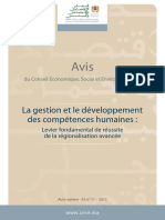 Avis CESE ressources humaine et régionalisation