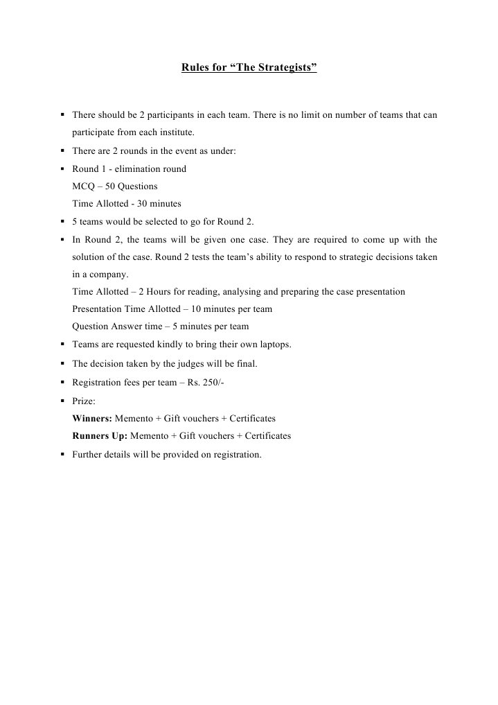Rules For The Strategist | PDF