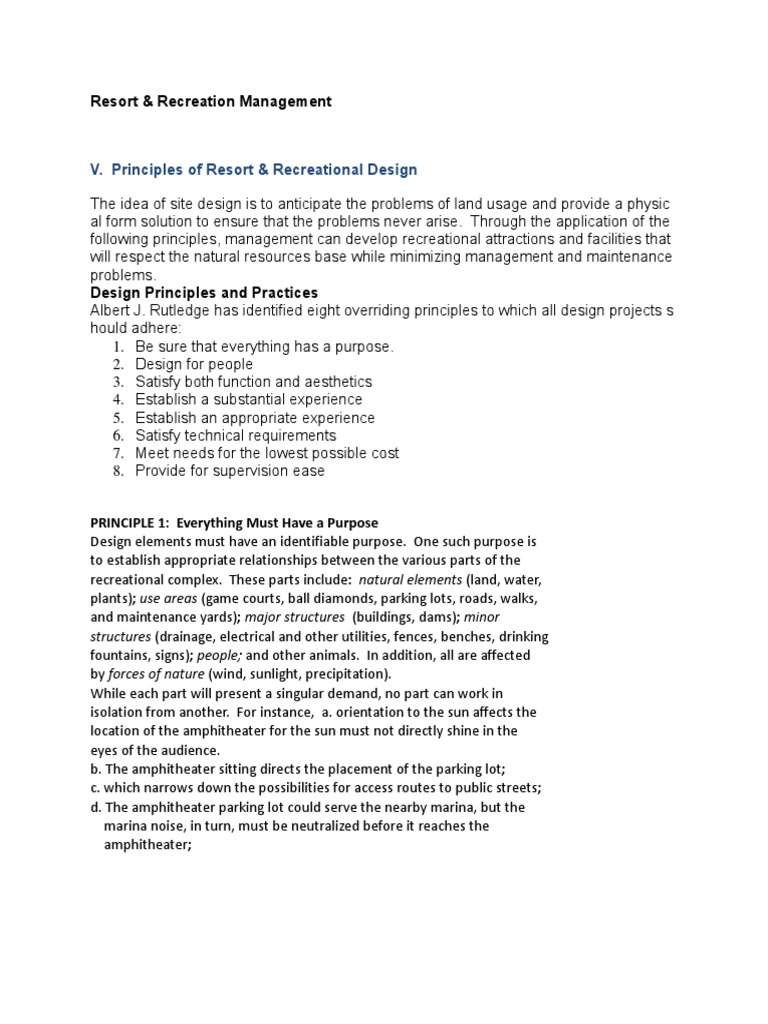 Principles of Resort Design Explained | PDF | Experience | Soil