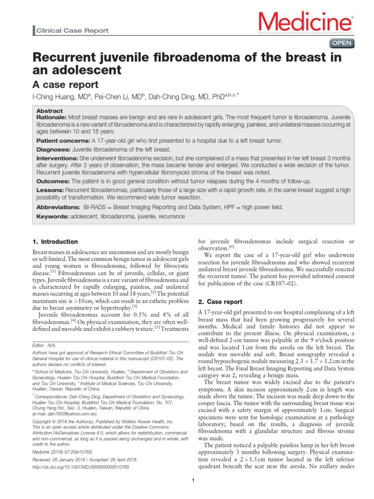 Medicine: Recurrent Juvenile Fibroadenoma of The Breast in An ...