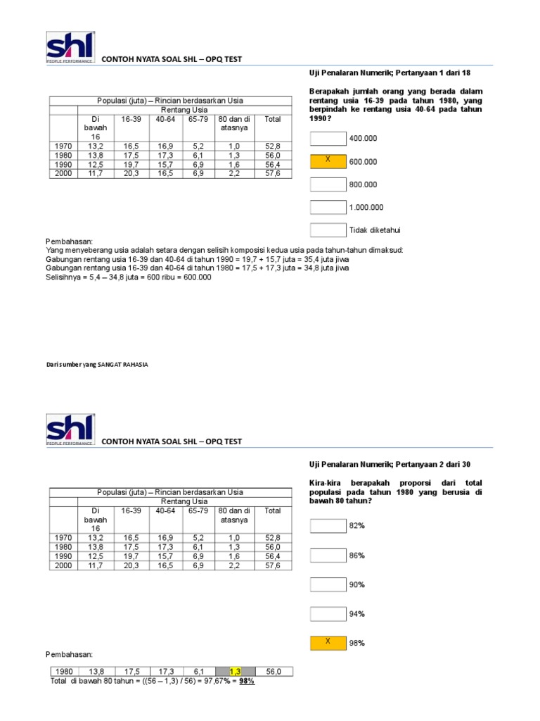 Uji Penalaran Numerik Contoh Nyata Soal Shl Opq Test