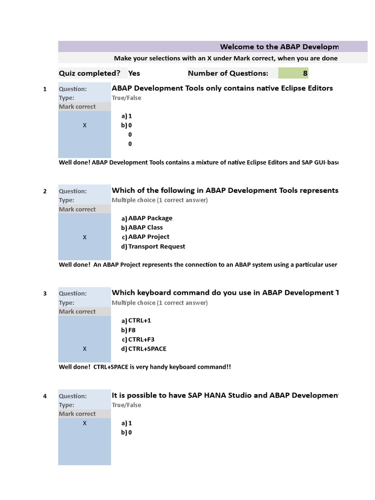 ABAP Development Tools Quiz | PDF | System Software | Software Development