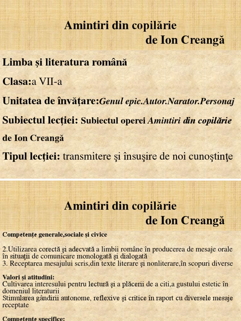 745 Proiect De Activitate Amintiri Din Copilarie