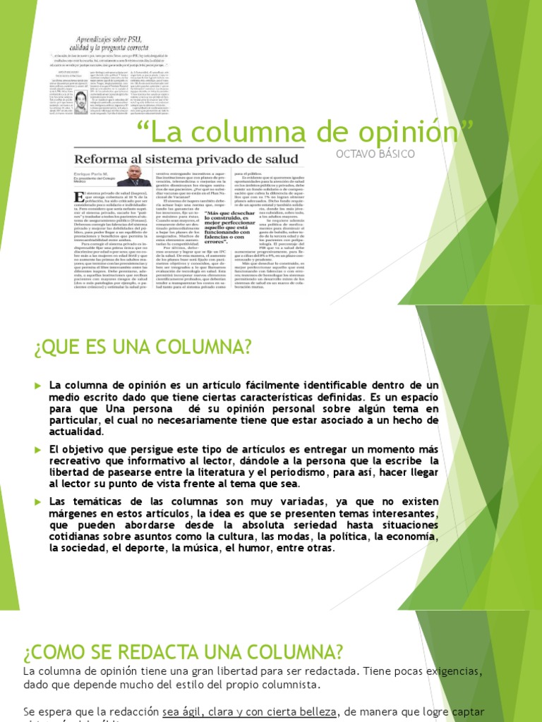 Estructura y características de la columna de opinión | PDF | Certeza ...