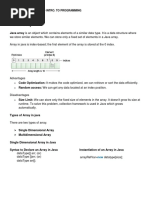 Java Array: Logic Formulation and Intro. To Programming