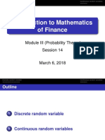 Introduction To Mathematics of Finance: Module III (Probability Theory) Session 14