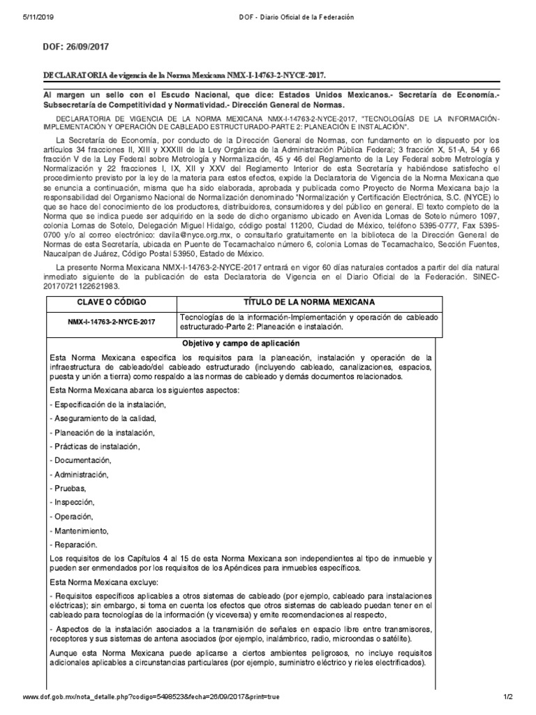 NMXI147632NYCE2017 Implementación y Operación de Cableado Estructurado PDF México