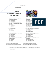 Can You Live 2 Weeks Without The Media?: Worksheet 2 1. Look Carefully at This Questionnaire