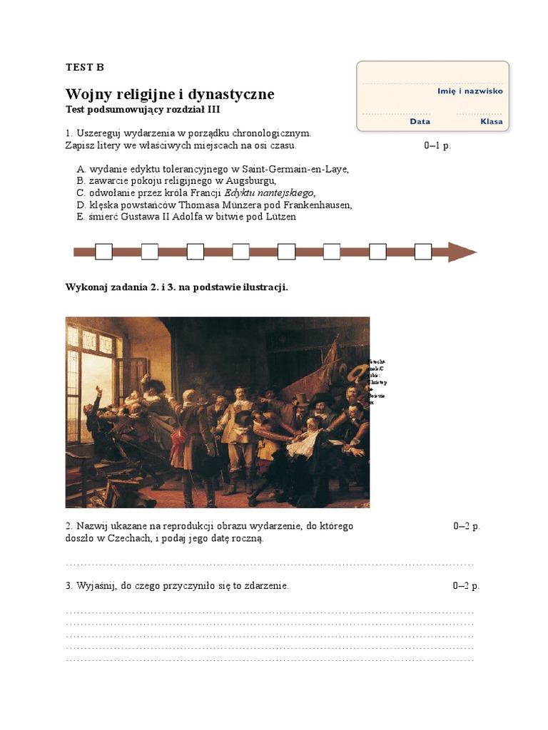 Wojny Religijne I Dynastyczne Sprawdzian Test Wojny Dynastyczne I Religijne Grupa B | PDF