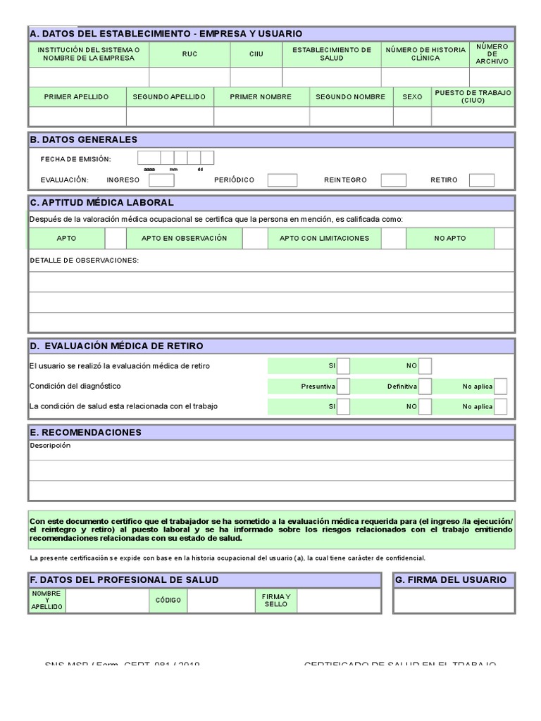 Certificado de APTITUD PDF Bienestar Medicina