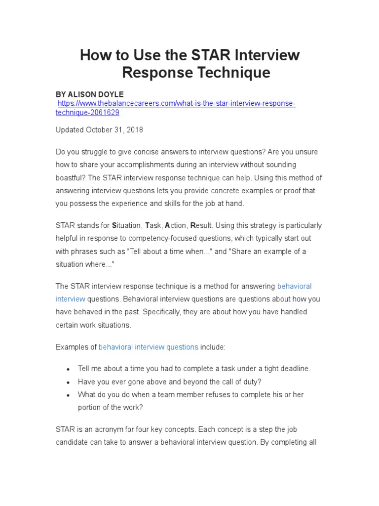 how-to-use-the-star-interview-response-technique-pdf-interview