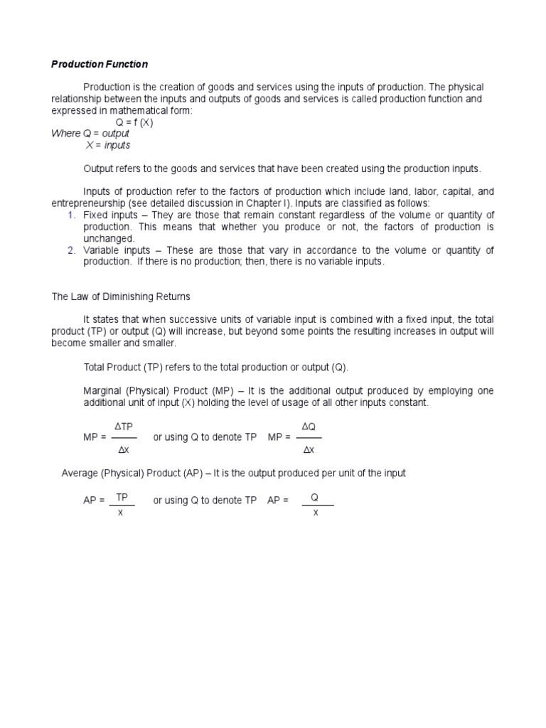 Understanding Production Functions | PDF | Production Function ...