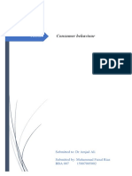 Consumer Behaviour: Submitted To: DR Amjad Ali Submitted By: Muhammad Faisal Riaz BBA 007 15007005002