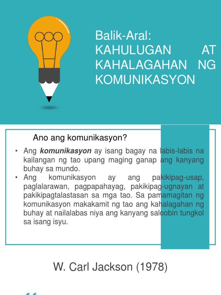 Kahulugan At Kahalagahan Ng Komunikasyon Pdf