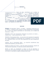 Demanda suspensión patria potestad por demencia padre