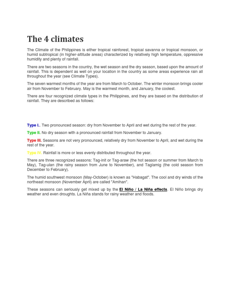 Philippines Climate and Seasons Guide | PDF